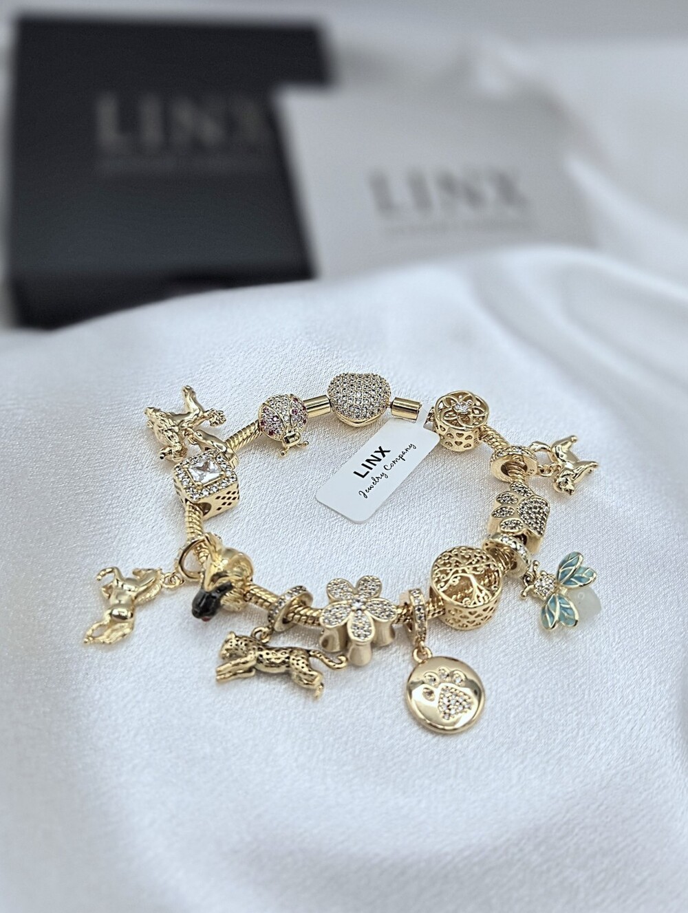 Linx Gold Snake Chain Bracelet With Animal Themed Charms